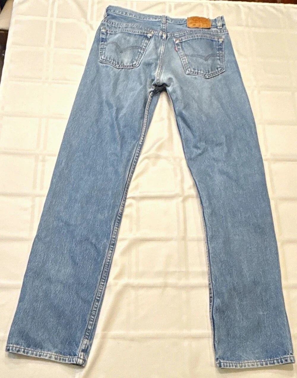 Vintage 90s Levi's 501 Button Fly Jeans 32x34 Made in USA Stonewash Blue